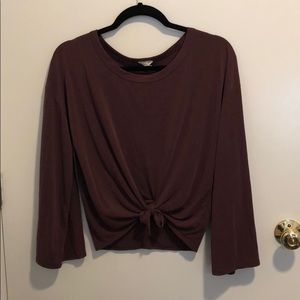 MAROON SCOOP NECK FRONT TIE TOP